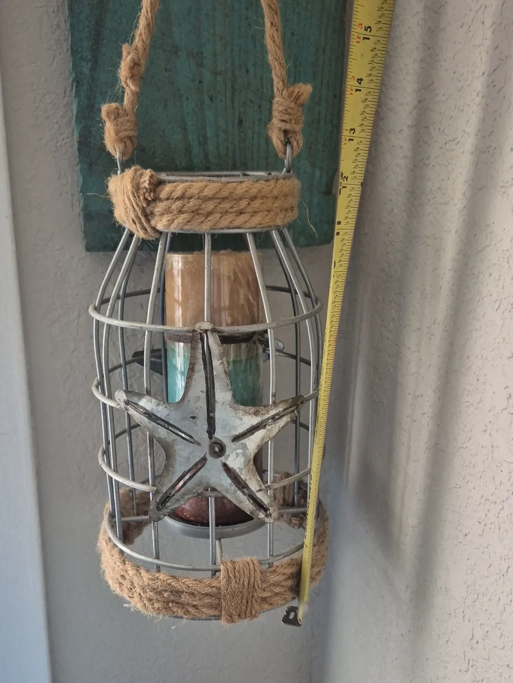 Coastal Starfish Rope Hanging Lantern - Brown/Tan